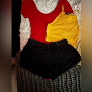 Awesome! Black soft, airy shorts 2 bodysuit tops